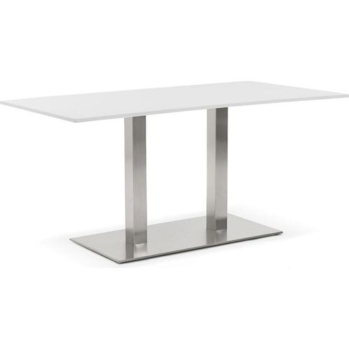 Kadima Design Designertisch, Stahlbeinen, 160x80 cm, vielseitig, robust. Weiß