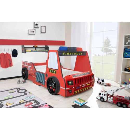 Autobett Kinder 90x200 cm Feuerwehrbett 