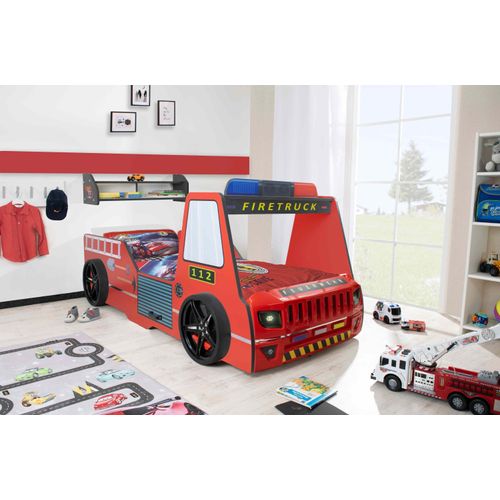 Autobett Kinder 90x200 cm Feuerwehrbett 