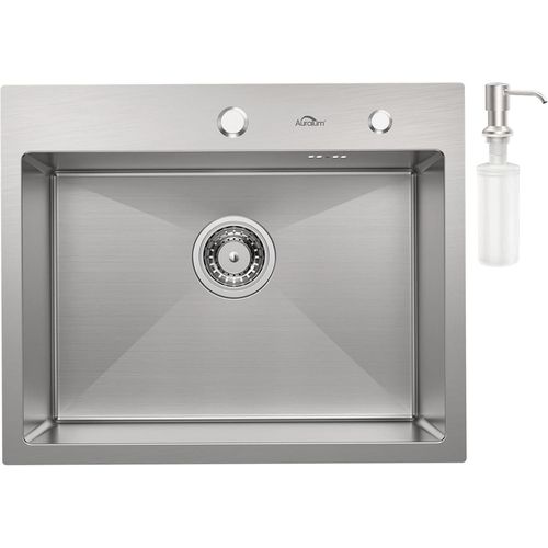 Auralum Edelstahl Spülbecken 55x45cm mit Seifenspender und Siphon