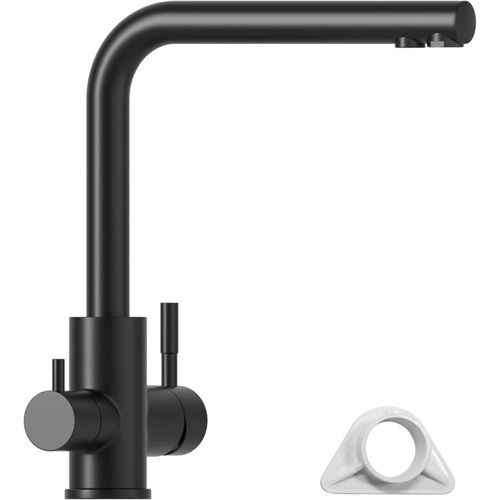 APPASO 3 Wege Küchenarmatur Schwarz 360° Drehbar Edelstahl Spültischarmatur