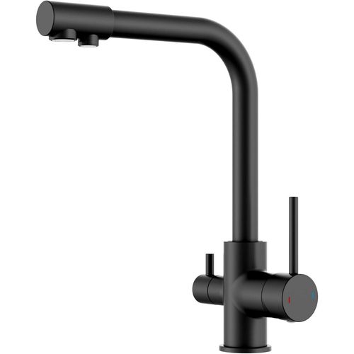 FORIOUS Schwarz 3 Wege Wasserhahn Küche mit Trinkwasserauslauf