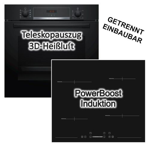 Herdset Bosch Backofen EcoClean mit Sharp Induktionskochfeld Booster autark 60 cm