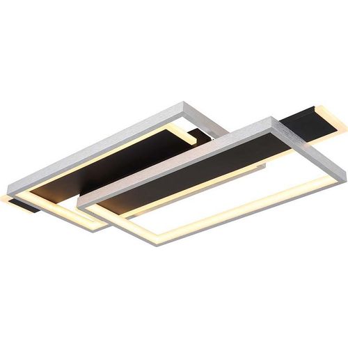 LED Deckenleuchte, Alu, schwarz, opal, L 62 cm