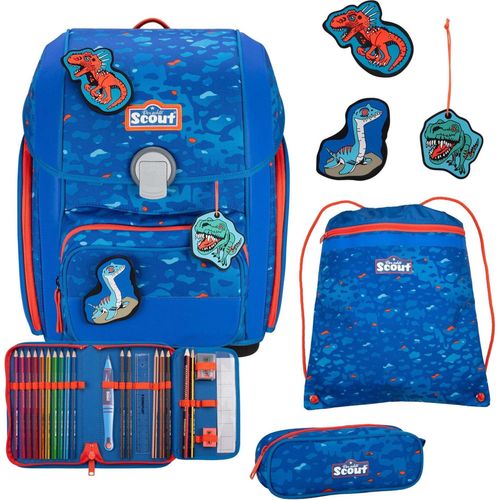 Scout Genius Superflash Schulranzen-Set 4 tlg. Blue Dino
