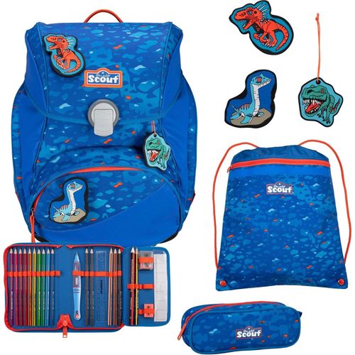 Scout Alpha Superflash Schulranzen-Set 4 tlg. Blue Dino