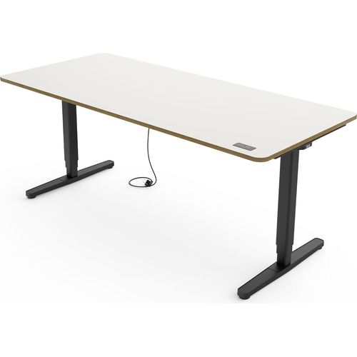 Yaasa Desk Pro Höhenverstellbarer Schreibtisch Elektrisch 180x80 cm, Multiplex-Weiß/Schwarz – Touch Handschalter – 9 Speicherfunktionen – Höhenanzeige Image