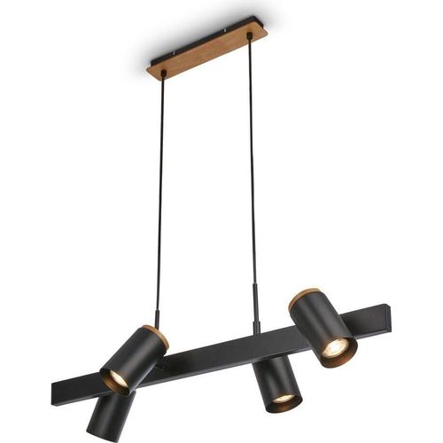Briloner DUTA Pendelleuchte, Schwenkbar, GU10 Fassung, 4-flammig, Schwarz-Holz, 80 x 24,9 x 120 cm