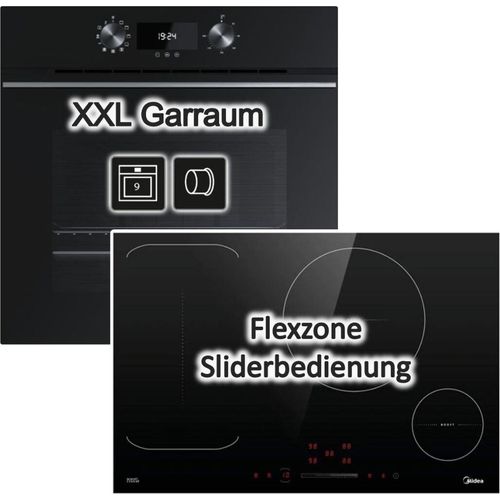 Herdset Küppersbusch Backofen Teilauszug ÖkoClean + Midea Flex-Induktionskochfeld Booster 77cm