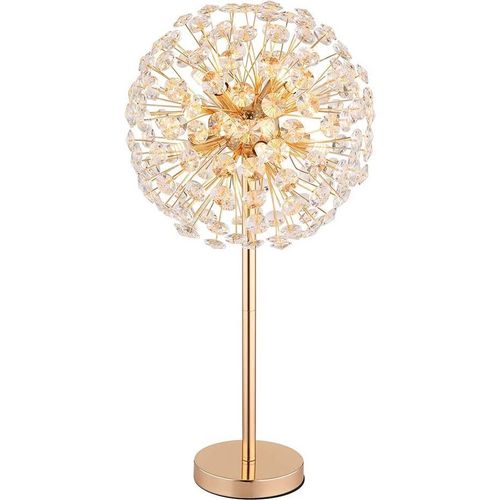LED Tischleuchte, 8-Flammig, Kristalle, klar, gold, H 65 cm