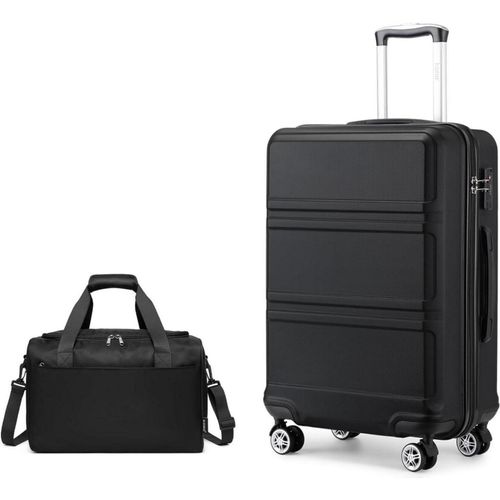 KONO Mittelgroß Rollkoffer Set Gepäck 65cm Trolley mit Ryanair Reisetasche Schwarz 2 Teilig
