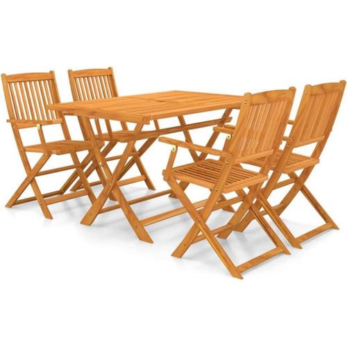 vidaXL Akazie Massiv Gartenmöbel 5tlg. Gartenset Sonnenschirmloch