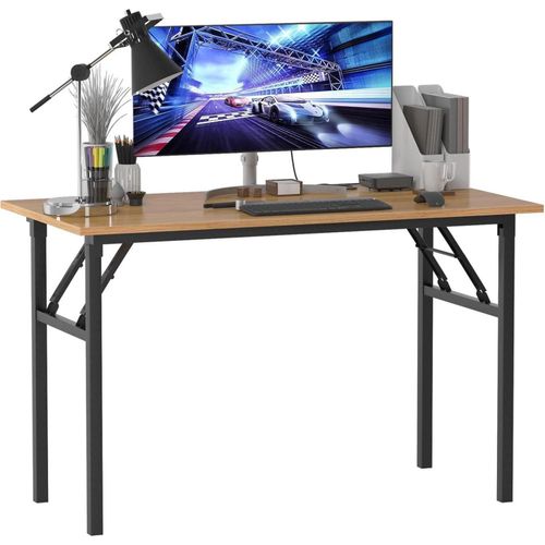 Klapptisch Computertisch 120x60x75cm Teak Schwarz E1-Partikelfestholz