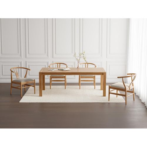 Set Tisch AMILA + 4 Stühle POGIANA - Holzfarben & Beige