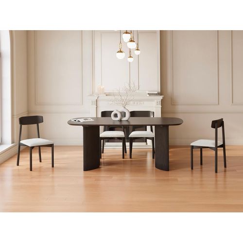 Set Tisch + 4 Stühle TAMENIA von Maison Céphy - Schwarz & Weiß