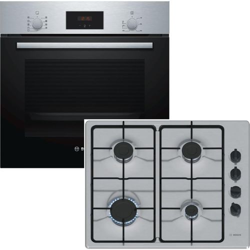 Herdset BOSCH Backofen Schnellaufheizung + Gaskochfeld Starkbrenner autark 60 cm