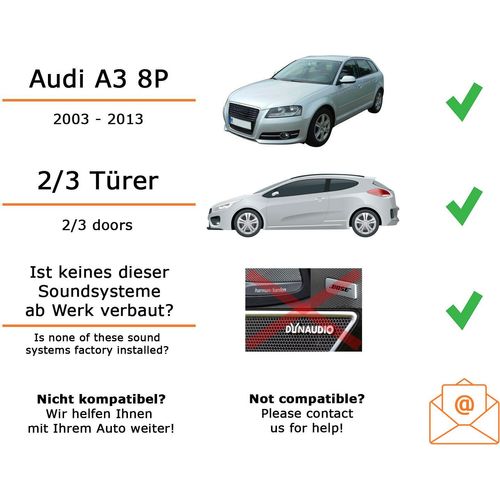 Lautsprecher Boxen Einbaupaket vorne Rockford P165-SE passend für Audi A3 8P + Standard Soundsystem | 2x Tief-Mitteltöner 2x Hochtöner