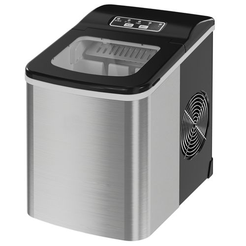Eiswürfelform mit Deckel, Eiswürfelbox für Getränke, 2L Kapazität, inklusive Eiskorb & Portionierer, Silber