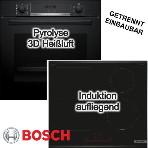 Herdset BOSCH Backofen Hydrolyse + Induktionskochfeld PowerBooster autark 60 cm