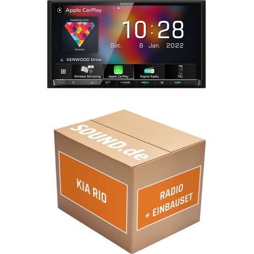 Autoradio Einbaupaket Kenwood DMX8021DABS passend für KIA Rio 3 UB + Lenkradfernbedienung | (Wireless) Apple CarPlay (Wireless) Android Auto