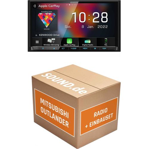 Autoradio Einbaupaket Kenwood DMX8021DABS passend für Mitsubishi Outlander CW0W + Facelift Rockford | (Wireless) Apple CarPlay (Wireless) Android Auto