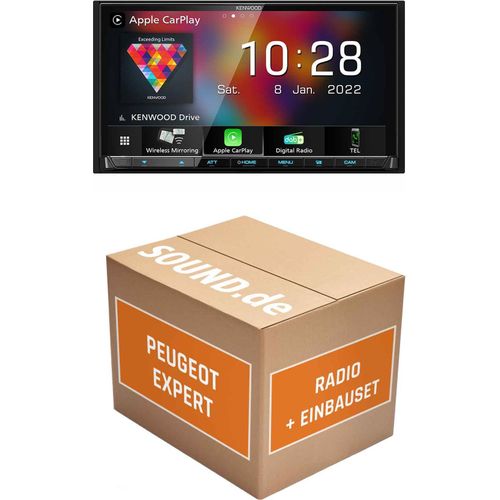 Autoradio Einbaupaket Kenwood DMX8021DABS passend für Peugeot Expert 2 + RD4 | (Wireless) Apple CarPlay (Wireless) Android Auto
