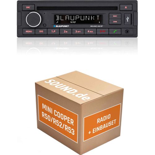 Autoradio Einbaupaket Blaupunkt Milano 200 BT passend für Mini Cooper R50/R52/R53 + Professional OEM Navigation Rundpin | Bluetooth USB