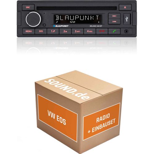Autoradio Einbaupaket Blaupunkt Milano 200 BT passend für VW EOS Rückfahrkamera statisch Schwarz | Bluetooth USB