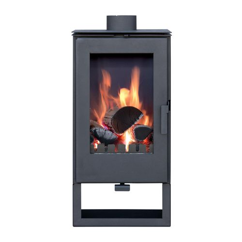 Kaminofen holzofen ALAZ K8M Schwarz 9 kW, Kamin Heizofen Dauerbrandofen Holzofen, aminholz Hüttenofen, aminfeuer, Briketts Kamin, Fireplace Wood