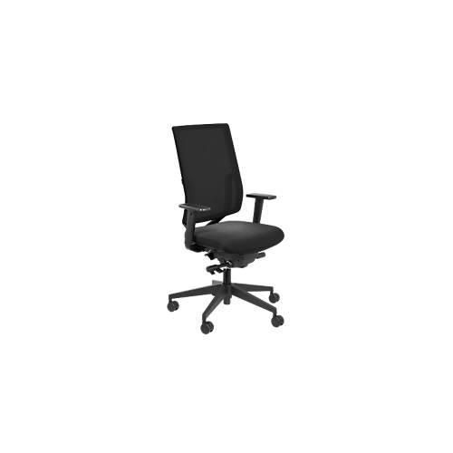 Bürostuhl SSI Project OI 2530, ohne Armlehnen, Synchronmechanik, Muldensitz, Netzrücken, schwarz/schwarz