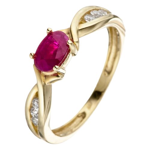 Goldring JOBO Gr. 60, gold (gelbgold 333), Fingerringe, Damen, 60, Gelbgold 333, 333 Gold mit Rubin und Zirkonia