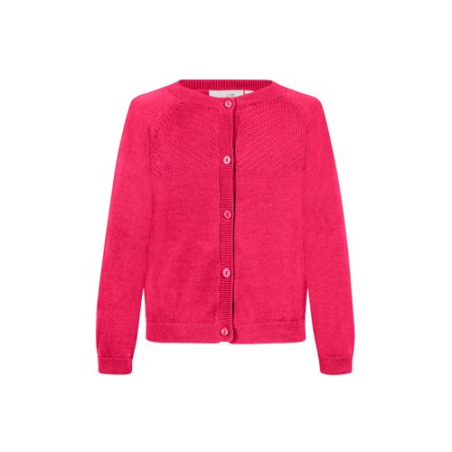 Strickjacke HAPPY GIRLS, Mädchen, Gr. 128, pink, Strick, Obermaterial: 100% Baumwolle, unifarben, regular fit hüftlang, Rundhals, Raglanärmel Strickbündchen, Strickjacken, mit hochwertigem Strickmuster im vorderen Brustbereich