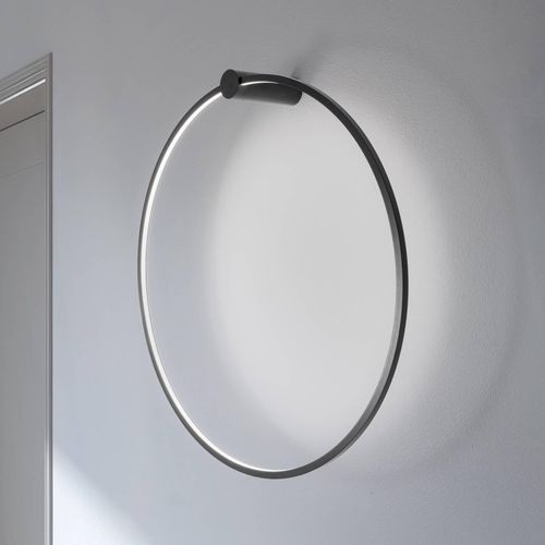 LED-Wandleuchte Saturno, schwarz, Ø 80 cm, Metall, 4.000 K