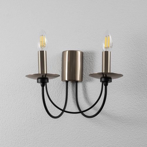 Wandlampe Dofa, messing antik/schwarz, 2-flammig