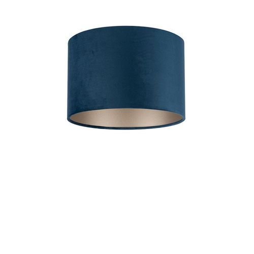 Xxxl Leuchtenschirm Velour , Dunkelblau , Metall, Textil , zylindrisch , E27 , 24 cm , Lampen & Leuchten, Leuchtenserien