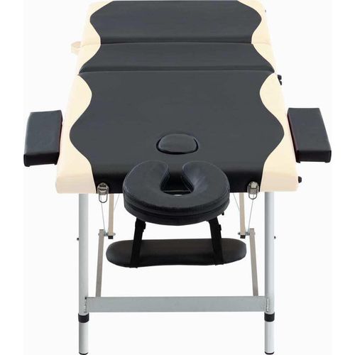 vidaXL Massageliege Klappbar 3-Zonen Aluminiumgestell Schwarz Beige