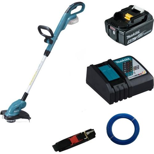 Makita Akku Rasentrimmer DUR181Z 18V + BL1850B Akkupack 5,0Ah + Ladegerät DC18RC