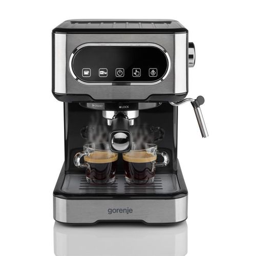 Gorenje ESCM15DBK Espressomaschine mit Siebträger, Professioneller Milchaufschäumer, TouchContro, EasyClean