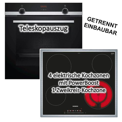 Herdset SIEMENS Backofen ecoClean + Kochfeld touchControl autark 60 cm