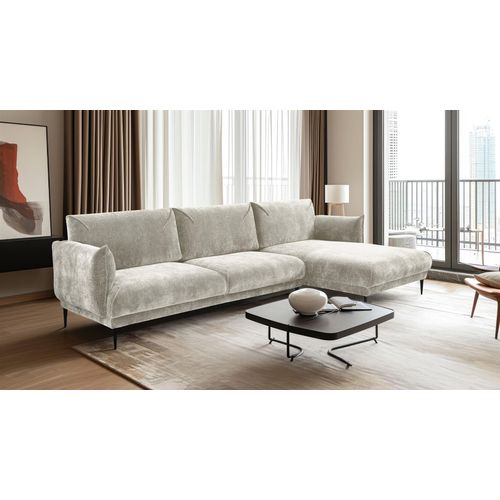 Ecksofa Designersofa MADISON XL in Stoff Dress Me Creme Ottomane Rechts