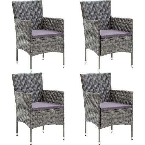 Garten-Essstühle 4 Stk. Poly Rattan Grau