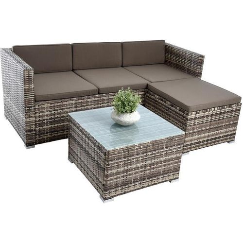 Rattan Lounge Sitzgruppe Gartenmöbel Set Couch 3-Sitzer Rattanmöbel Beige-Braun