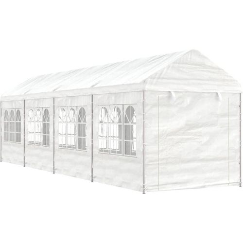 Pavillon mit Dach Weiß 8,92x2,28x2,69 m Polyethylen