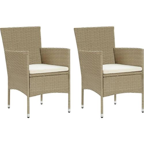 Garten-Essstühle 2 Stk. Poly Rattan Beige