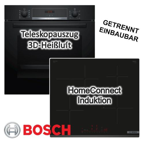 Herdset Bosch Backofen EcoClean Teleskopauszug + Induktionskochfeld Kochassistent autark 60cm