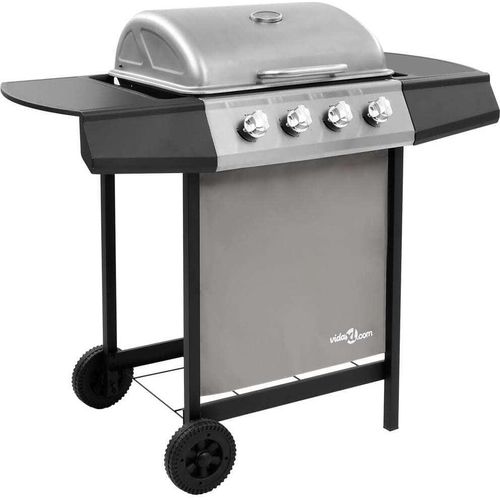 Gasgrill mit 4 Flammen Schwarz und Silbern