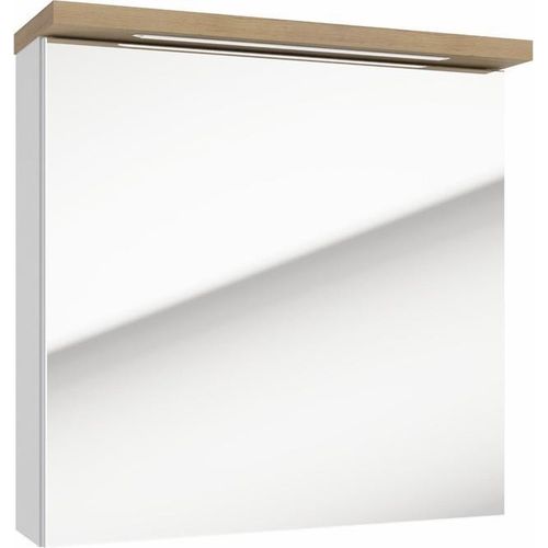 Naturel Stilla Spiegelschrank mit LED-Beleuchtung 60 x 60 cm, weiß/holz
