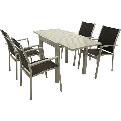 Gartenset Garten-Garnitur 5-teilig, Aluminium, Textillehne schwarz