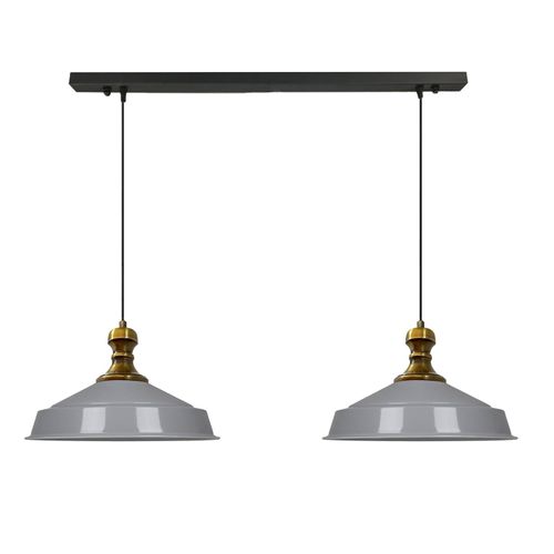 Pendelleuchte Asletl-Knob Hängelampe aus Metall 2 Flammige, E27, Grau Vintage Lampe