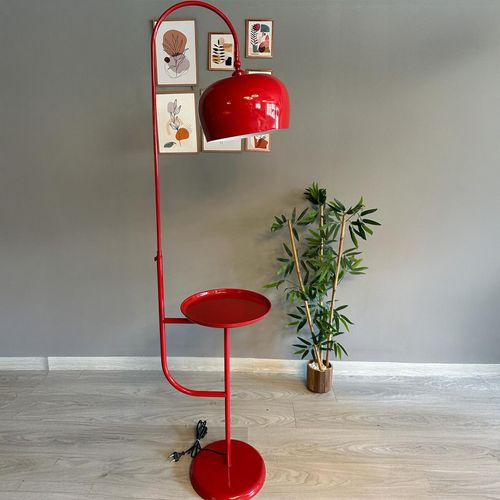 Rotes Bewegliches Kopfteil Moderne Dekorative Metall Stehlampe mit Couchtisch